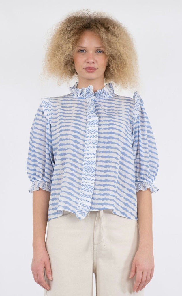 Neo Noir Bluse - Chacha Graphic - Light Blue