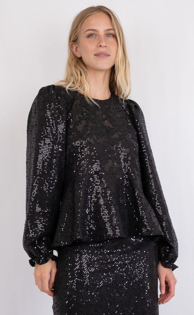 Neo Noir Bluse - Rizzo Sequins - Black