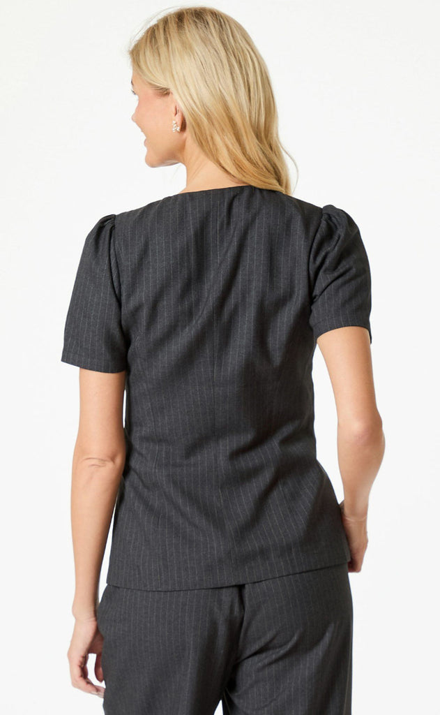 Neo Noir Bluse - Jules Pinstripe - Antracit