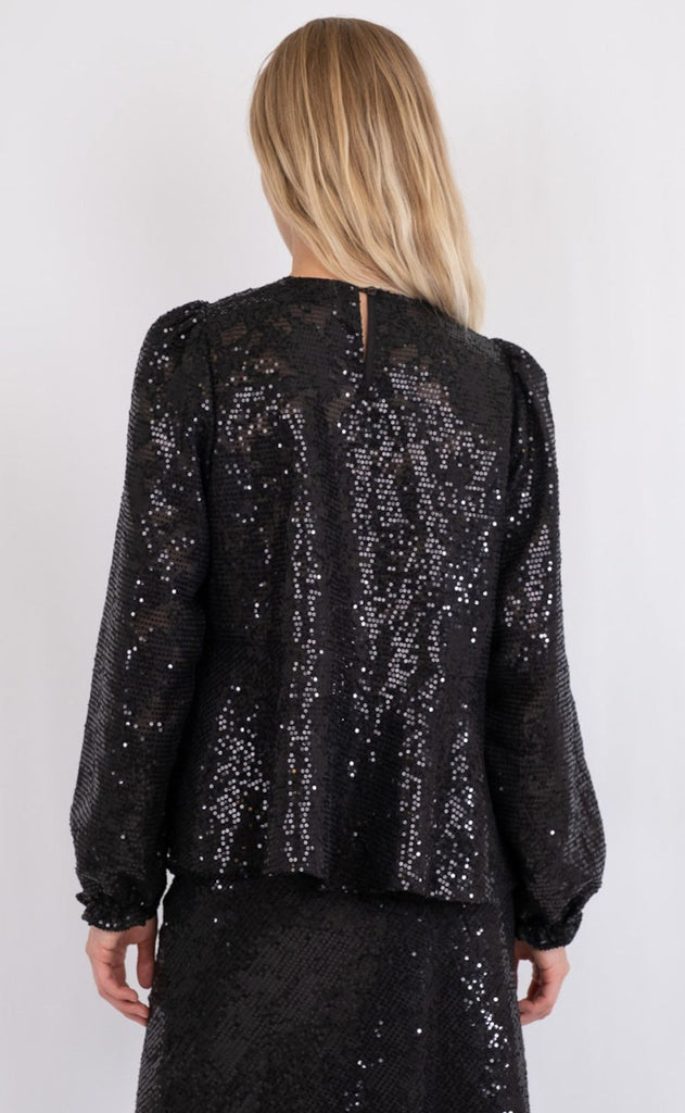 Neo Noir Bluse - Rizzo Sequins - Black