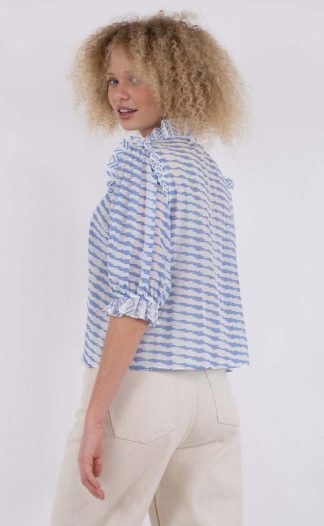 Neo Noir Bluse - Chacha Graphic - Light Blue