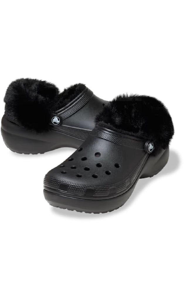Crocs Træsko - Classic Platform Fuzz Lined - Black