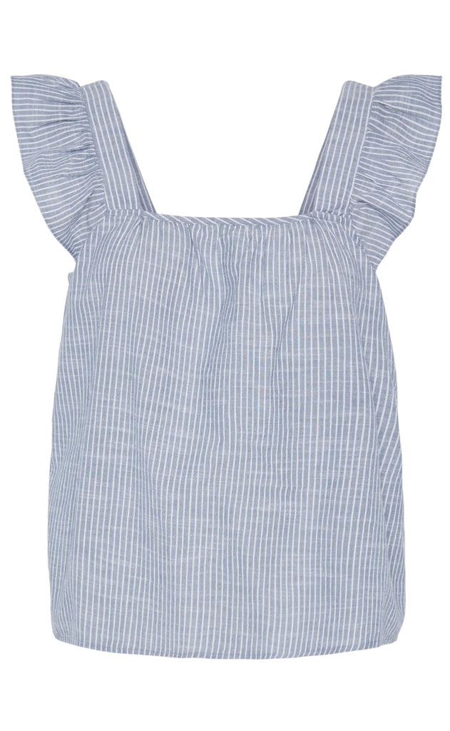 Pieces Topp - Apia - Coronet Blue/Bright White
