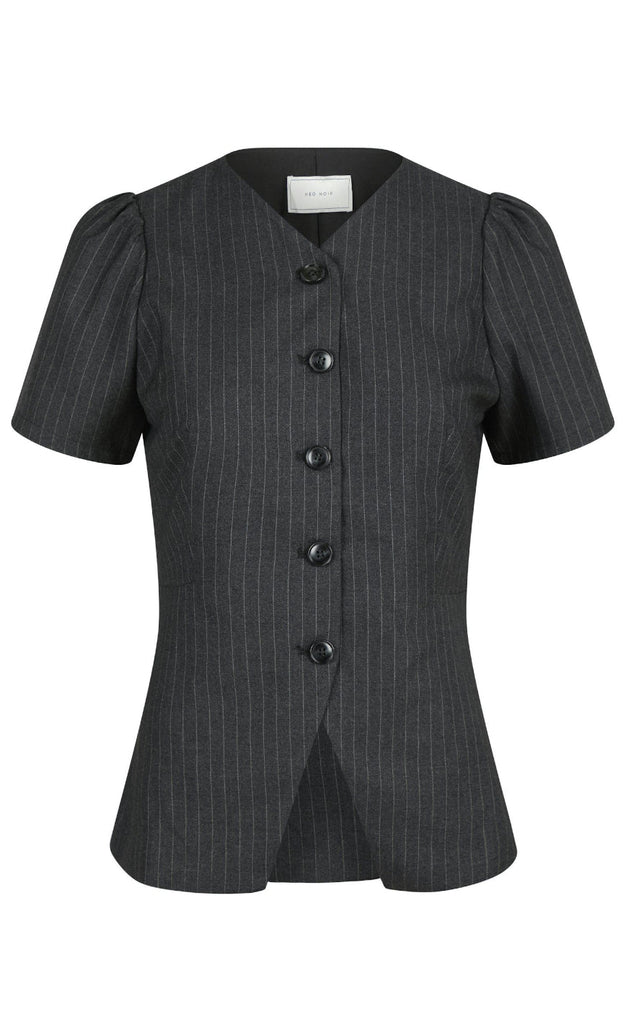 Neo Noir Bluse - Jules Pinstripe - Antracit