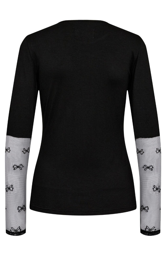 Liberte Bluse - Isa Ls Lace Sleeve - Black Bow