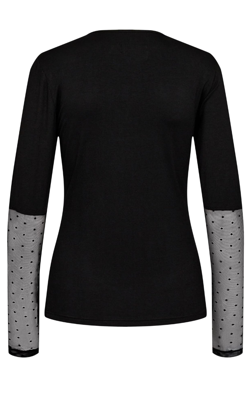 Liberte Bluse - Isa Ls Lace Sleeve - Black Dot