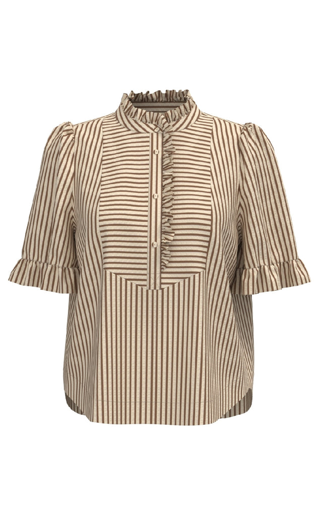 Gossia Skjorte - Benedicte - Creme Brown Stripes