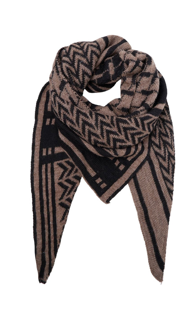 Black Colour Skjerf - Bex Triangle - Black/Taupe