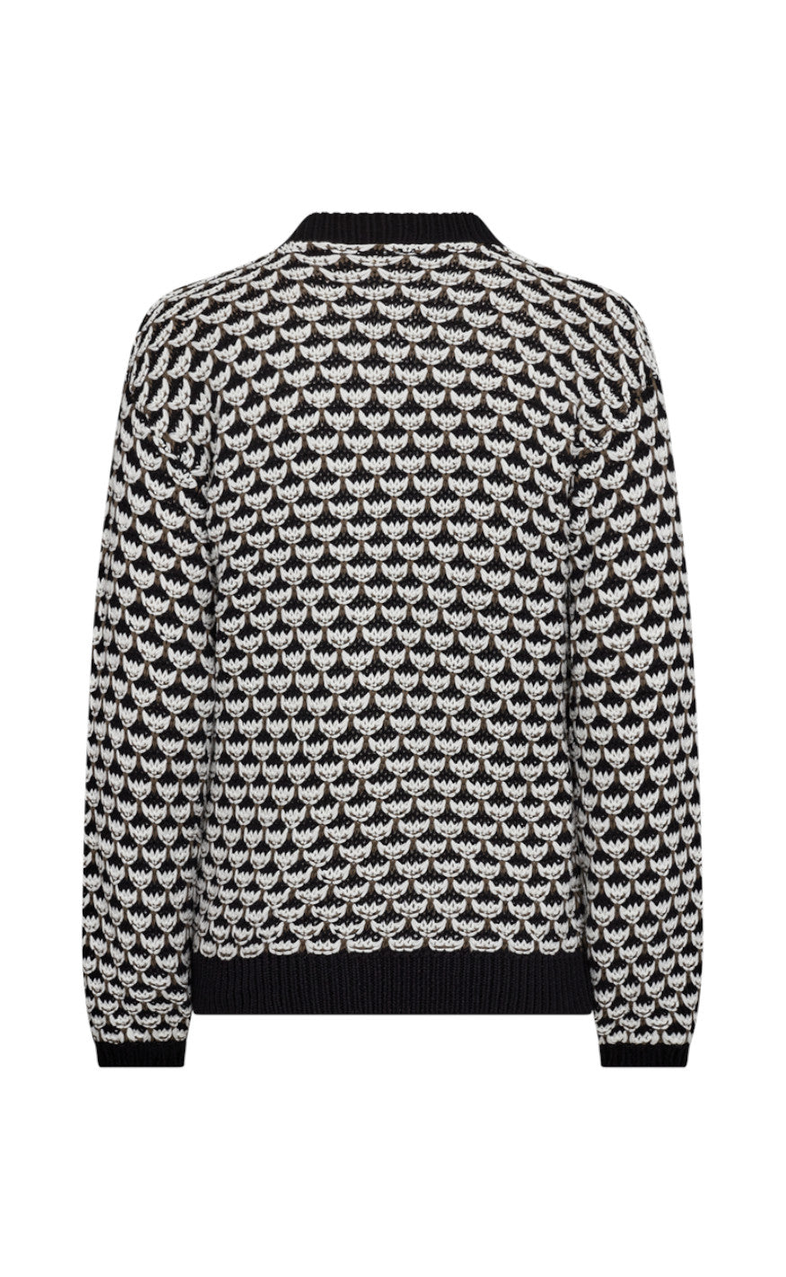 Freequent Cardigan - Flippy - Black W. Off White