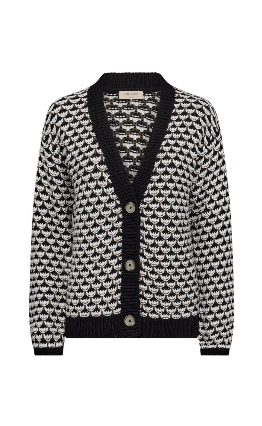 Freequent Cardigan - Flippy - Black W. Off White