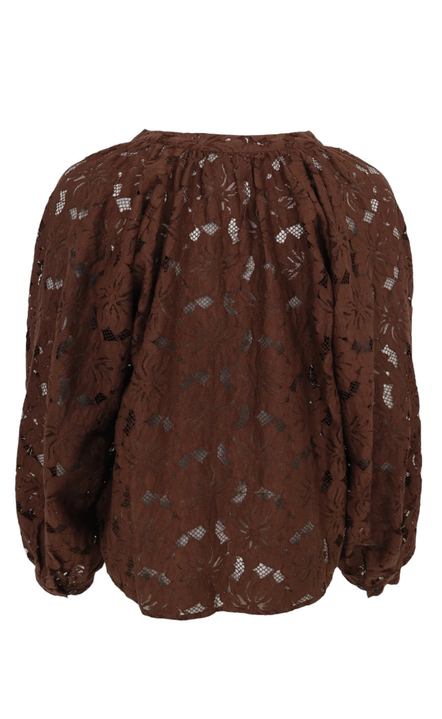 Black Colour Bluse - Nelly Flower - Coffee