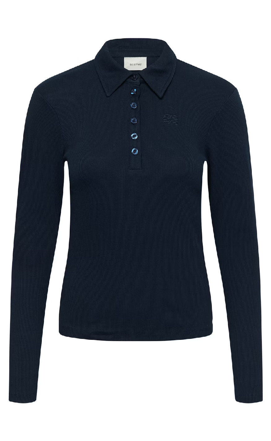 Gestuz Bluse - Drew LS Polo - Sky Captain