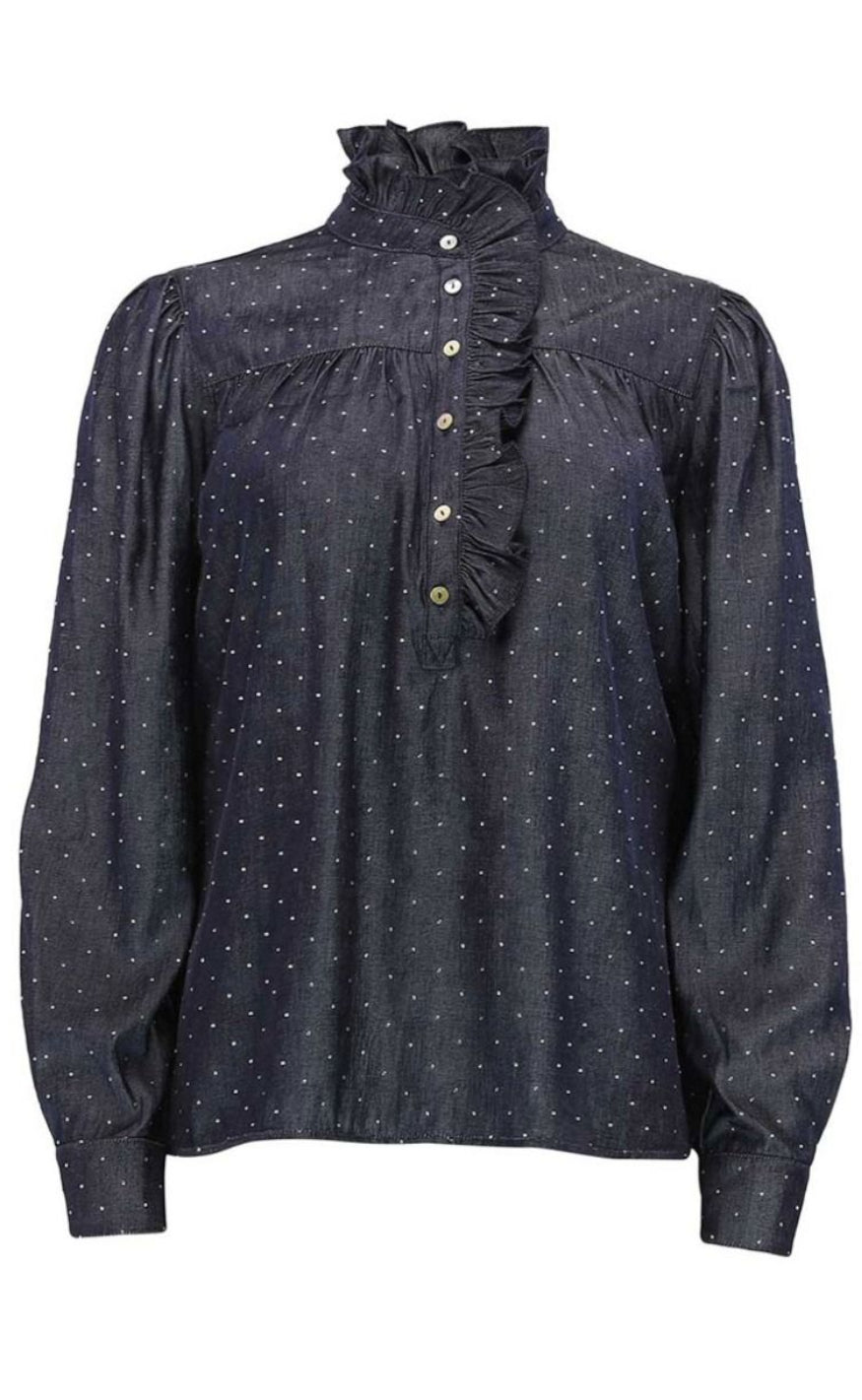 Continue Bluse - Ariana Studs - Dark blue