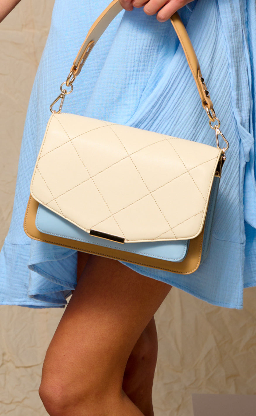 Noella Veske - Blanca Multi Compartment - Offwhite/Light Blue/Camel