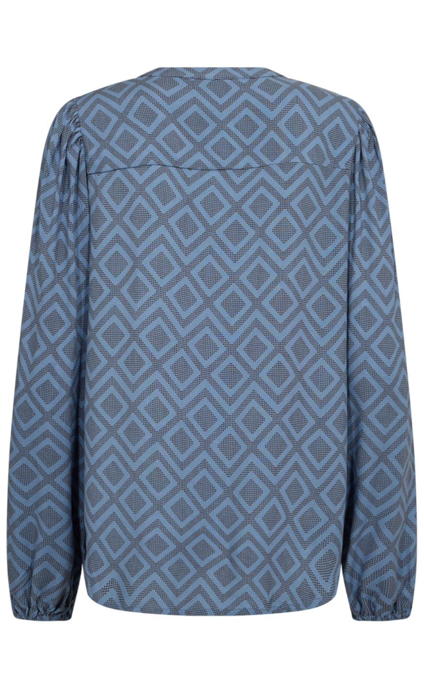 Freequent Skjorte - Blie - Azure Blue W. Burnt Henna