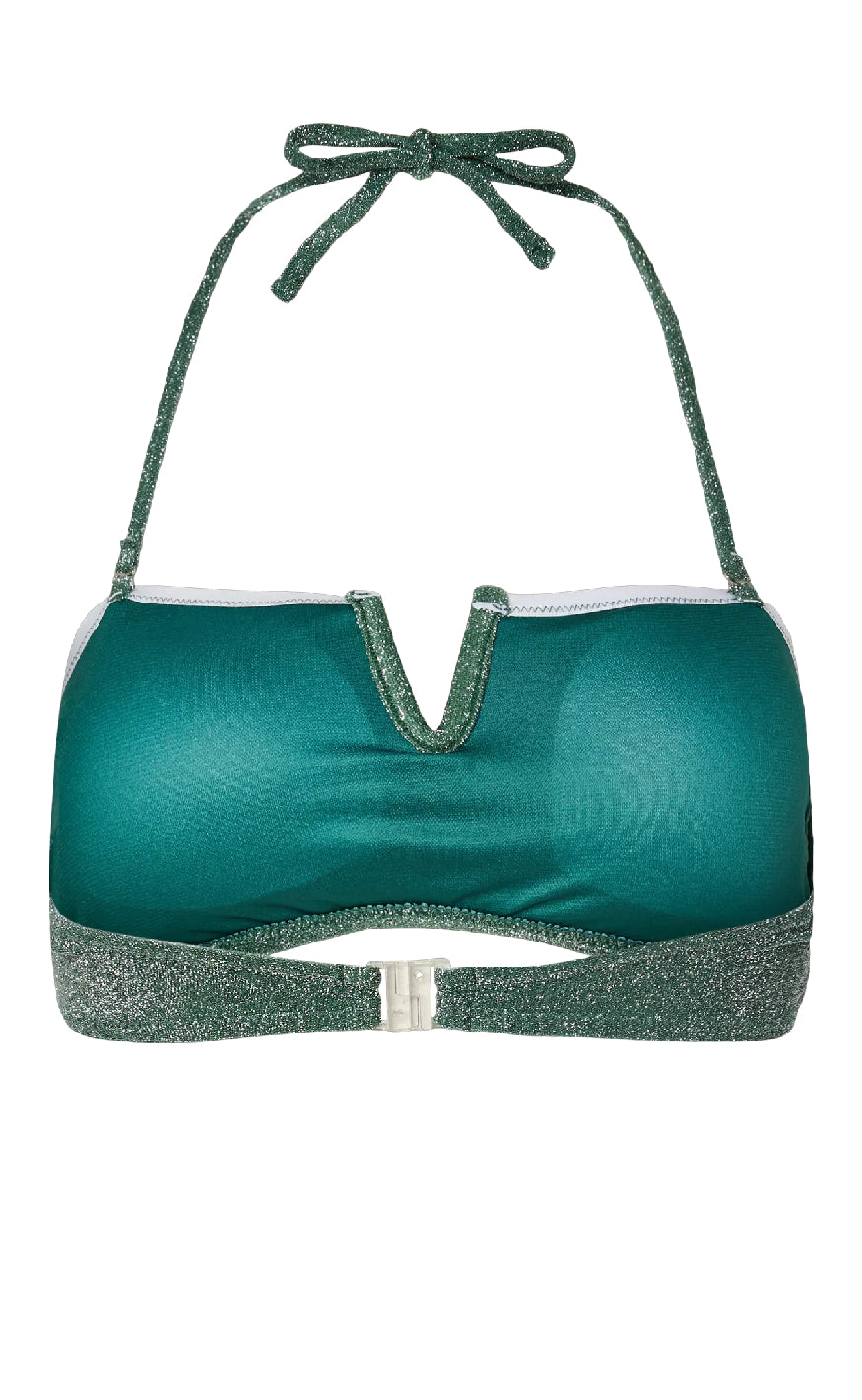 Pieces Bikinitopp - Bling - Dark Green/Silver Lurex