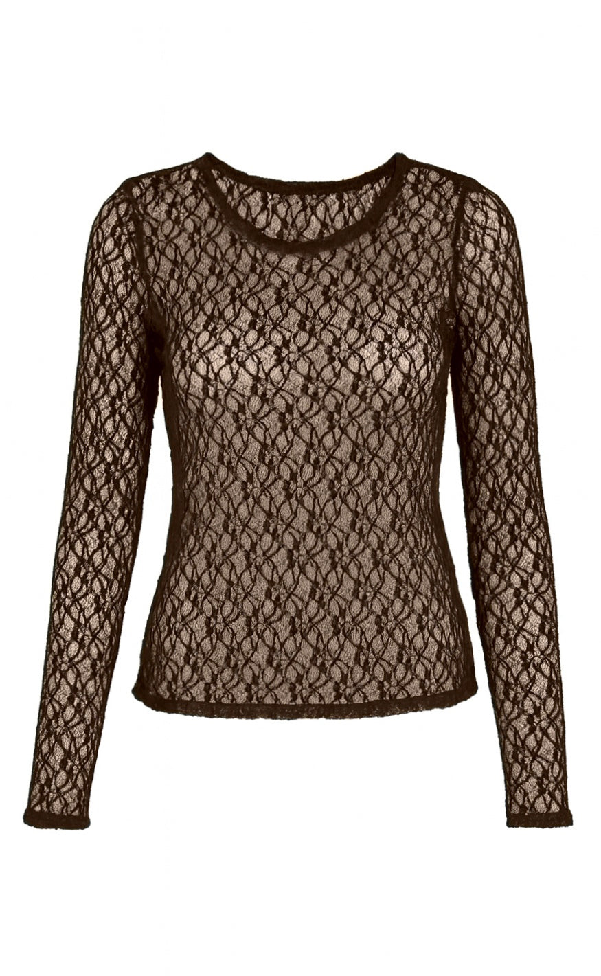 Say INA Copenhagen Bluse - Lily Lace - Brown