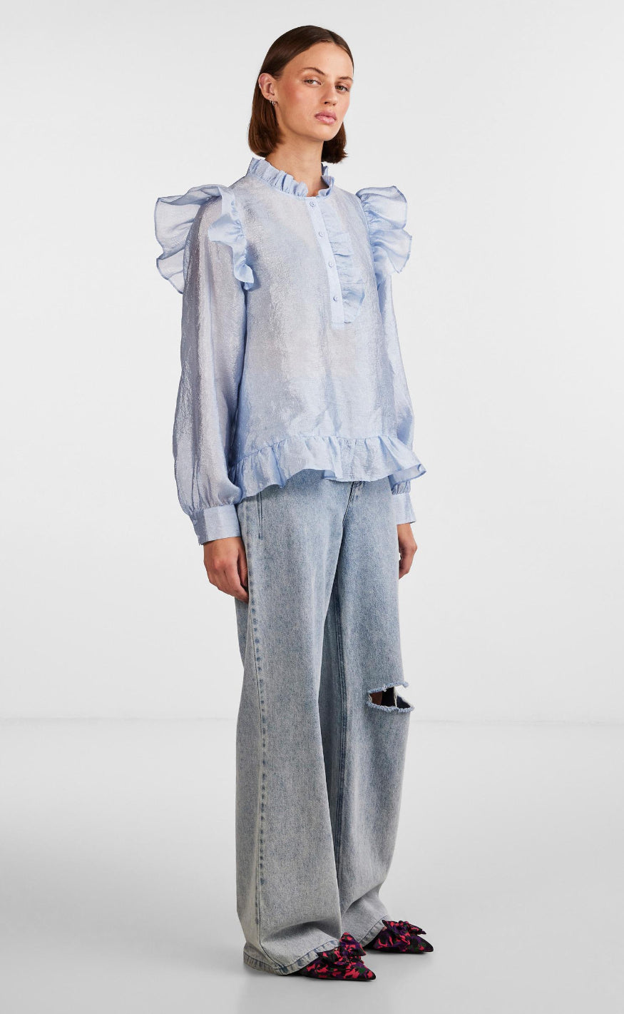 Pieces Bluse - Sun - Cornflower Blue
