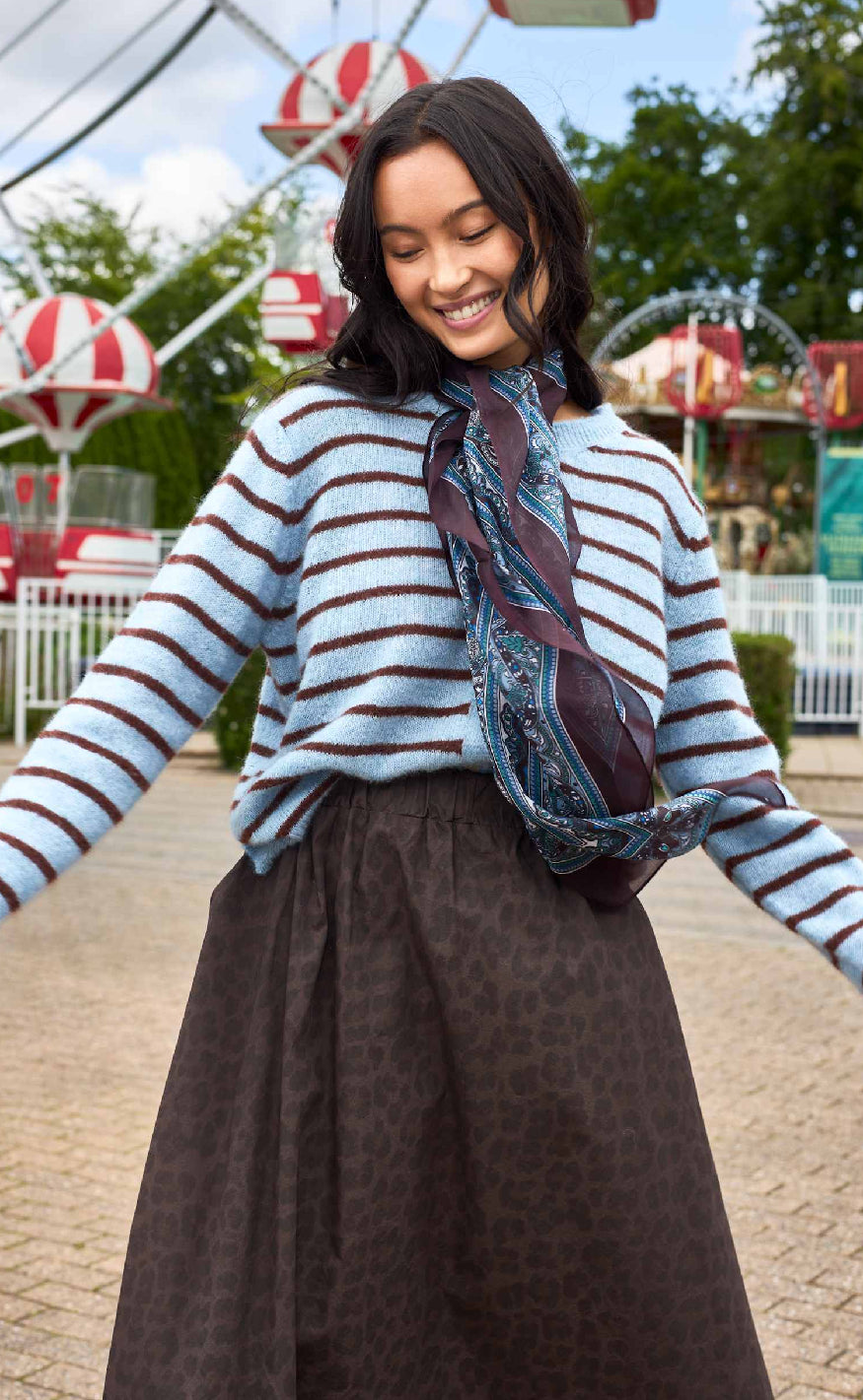 Black Colour Cardigan - Dell Striped - Blue