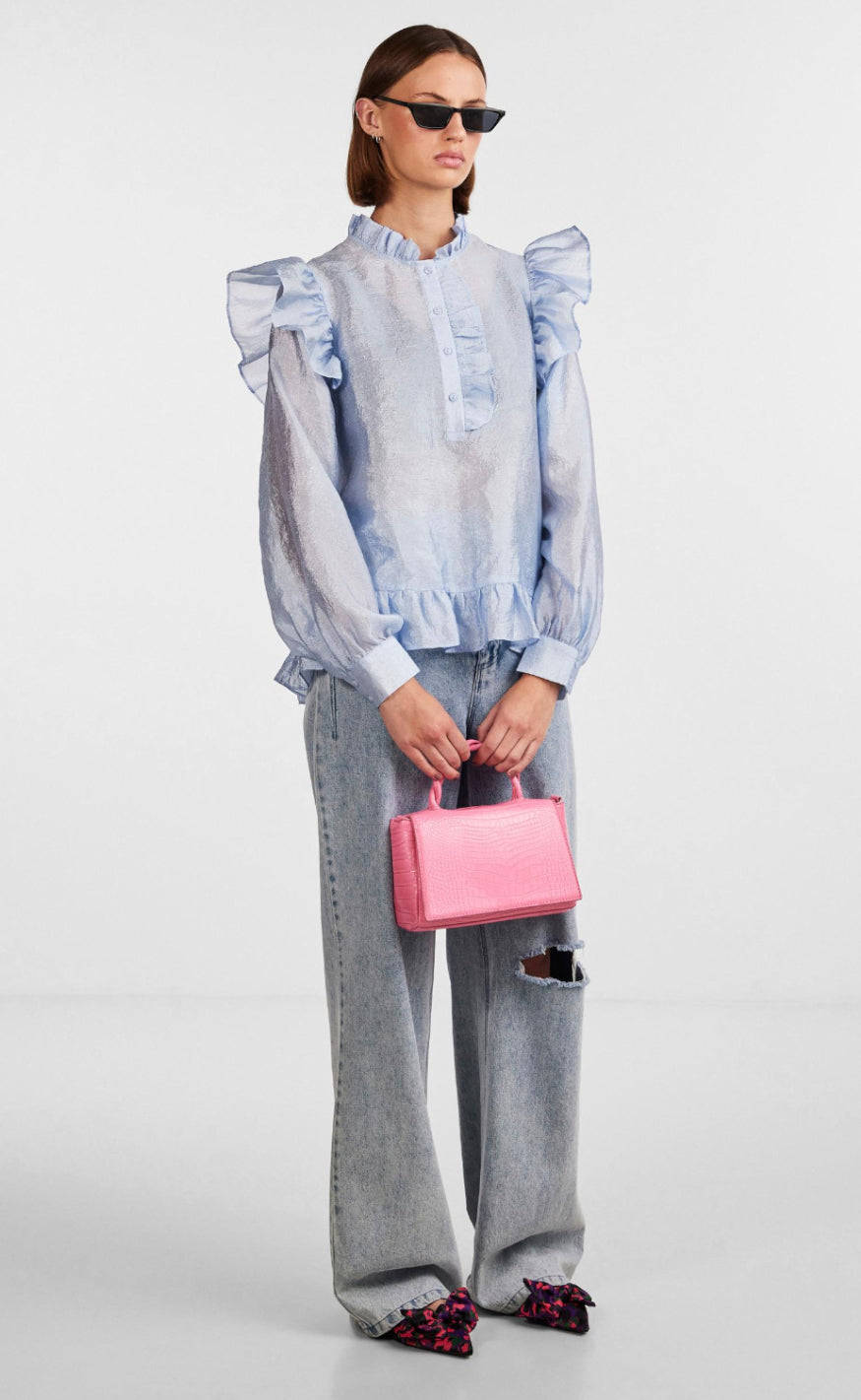 Pieces Bluse - Sun - Cornflower Blue