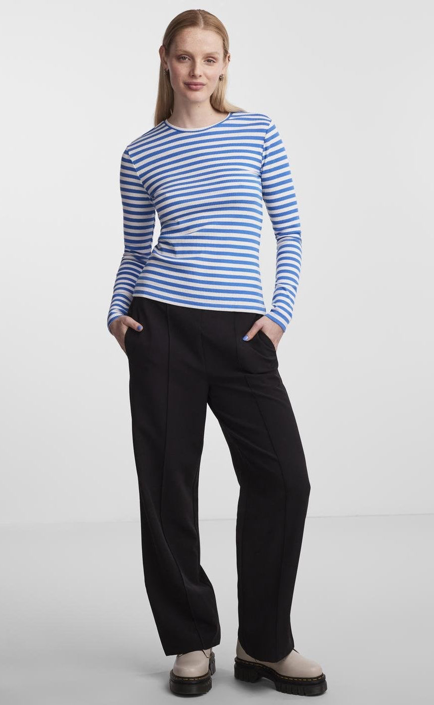 PIECES Bluse - Ruka - French Blue/Cloud Dancer