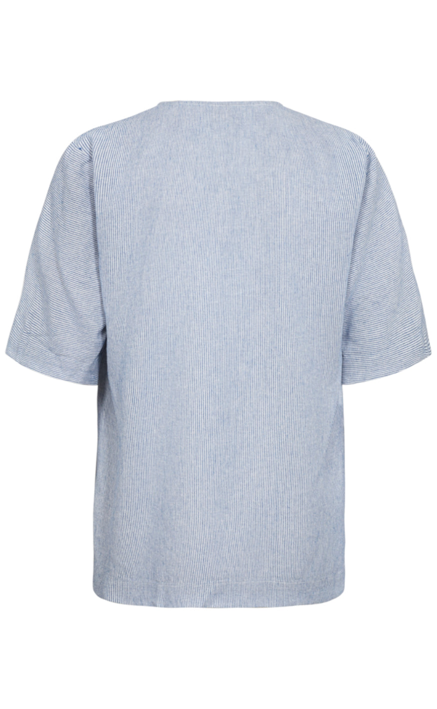 Freequent Bluse - Lava - Off White w. Nebulas Blue