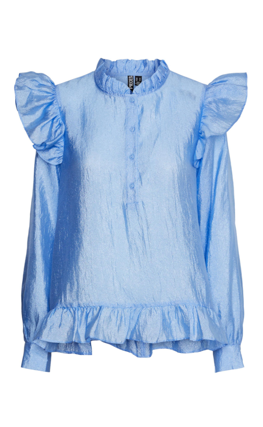 Pieces Bluse - Sun - Cornflower Blue