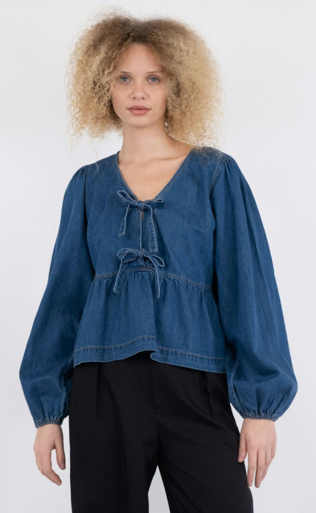 Neo Noir Bluse - Esmee - Vintage Blue