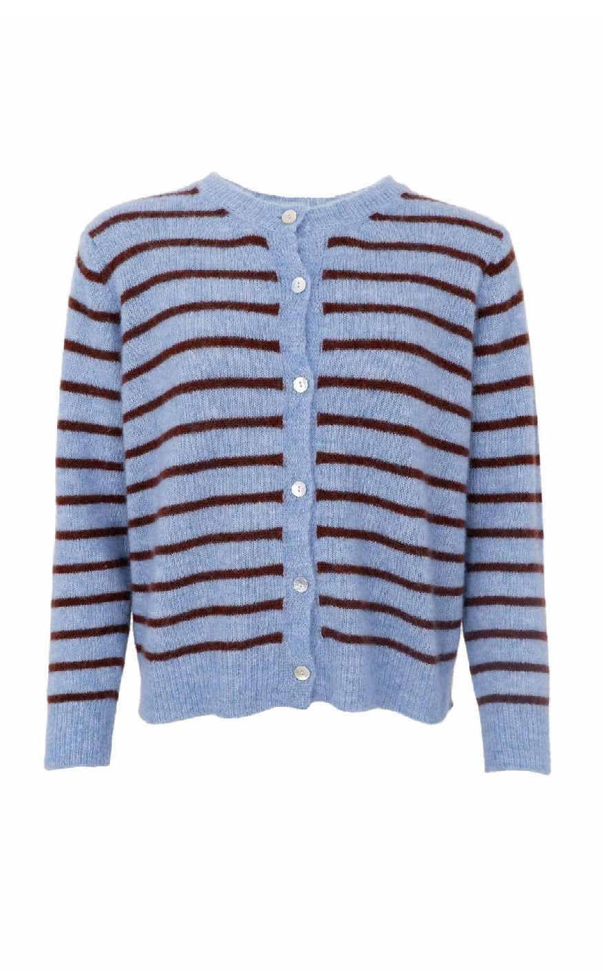 Black Colour Cardigan - Dell Striped - Blue