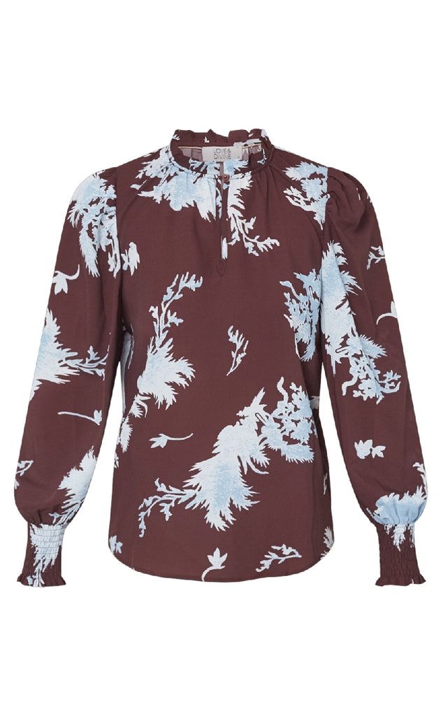 Love & Divine Bluse - Love490-25 - Bordeaux/Leaf