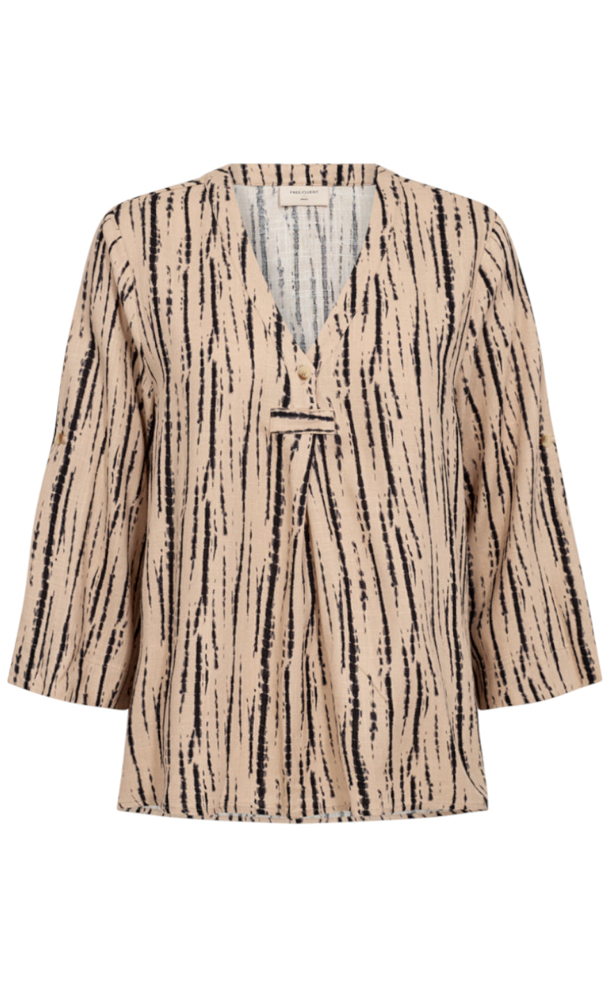 Freequent Bluse - Larin - Sand Melange w. Black