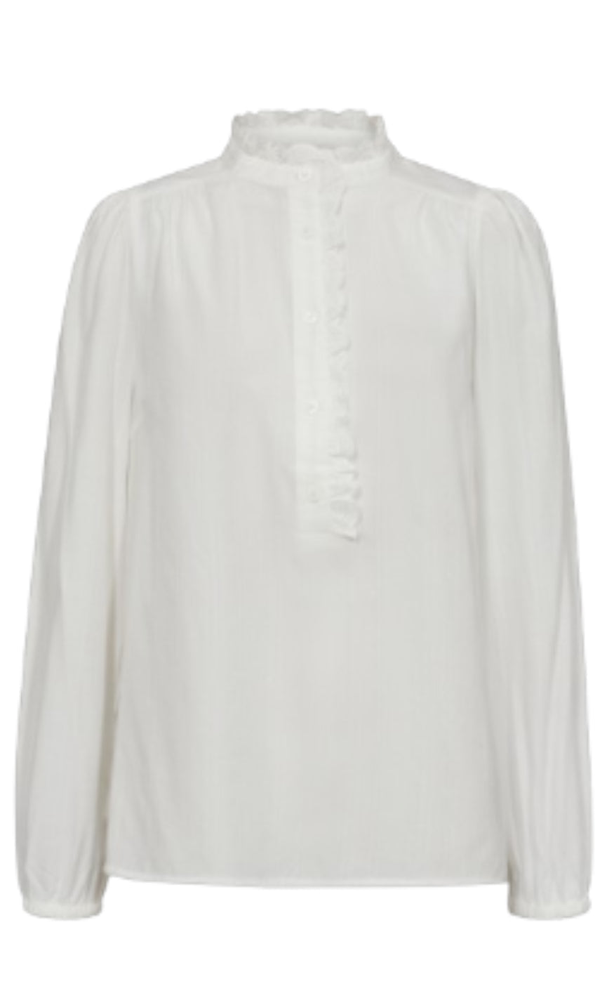 Freequent Bluse - Sea - Off White