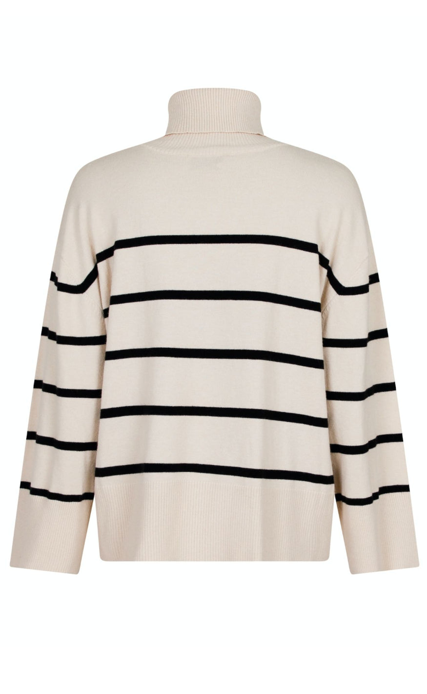 Neo Noir Knit Blouse - Ruby Stripe - Sand