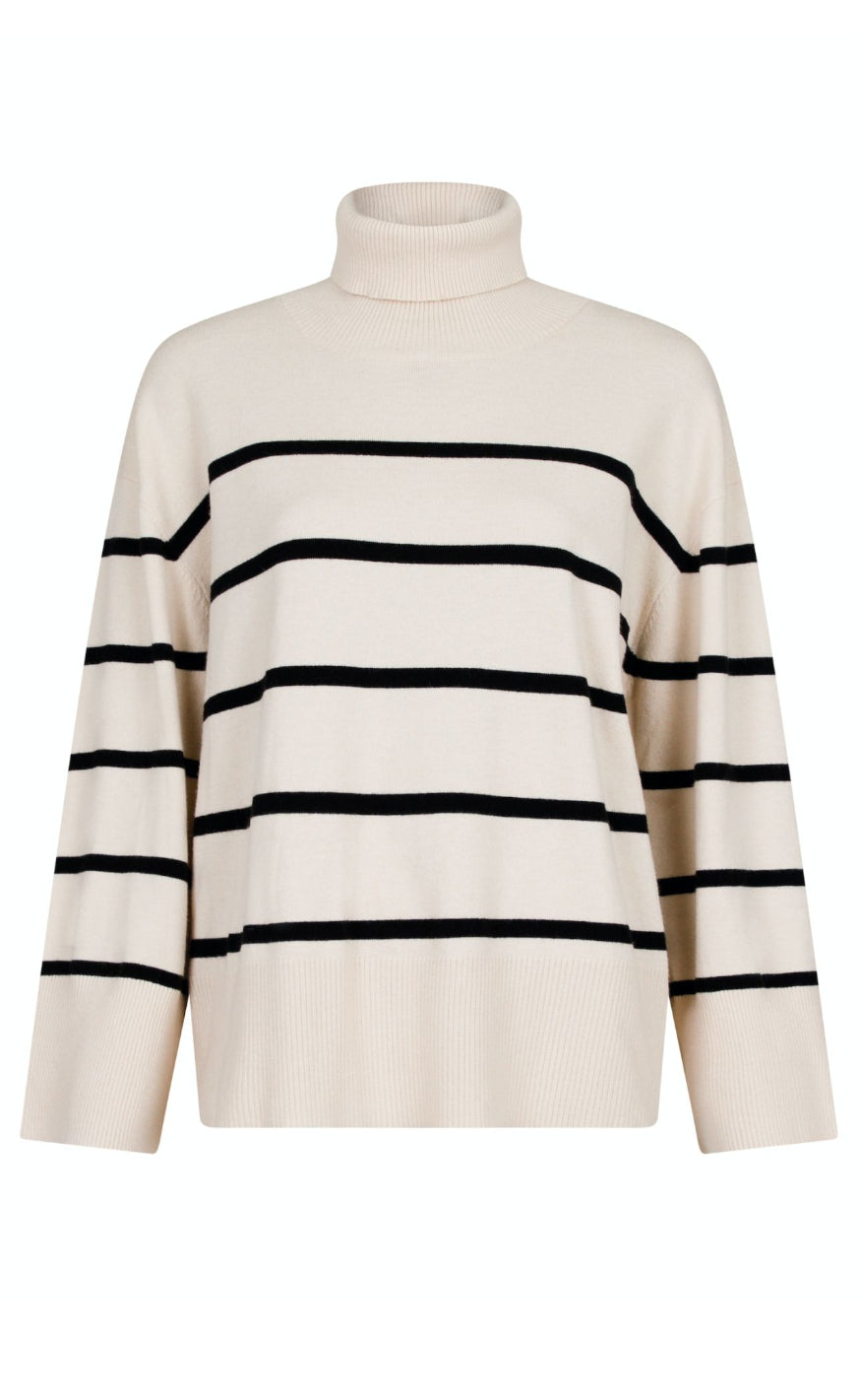 Neo Noir Knit Blouse - Ruby Stripe - Sand
