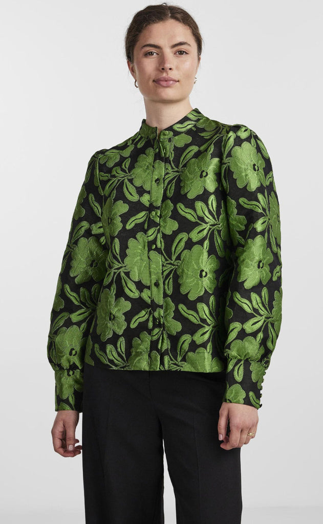 YAS Kjole - Sine Shirt - Black / Classic Green