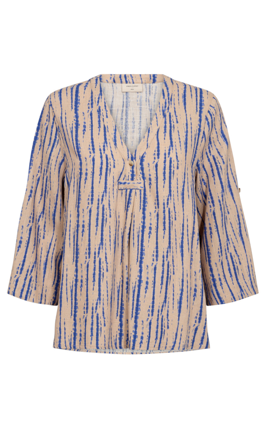 Freequent Bluse - Larin - Sand Melange w. Nebulas Blue