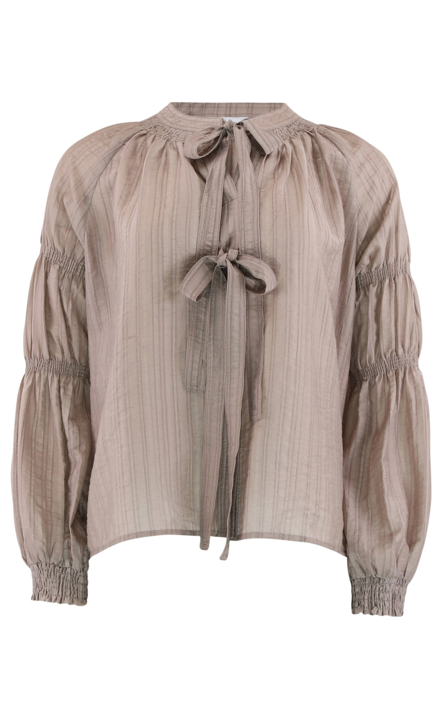 Continue Bluse - Mona bow - Nougat