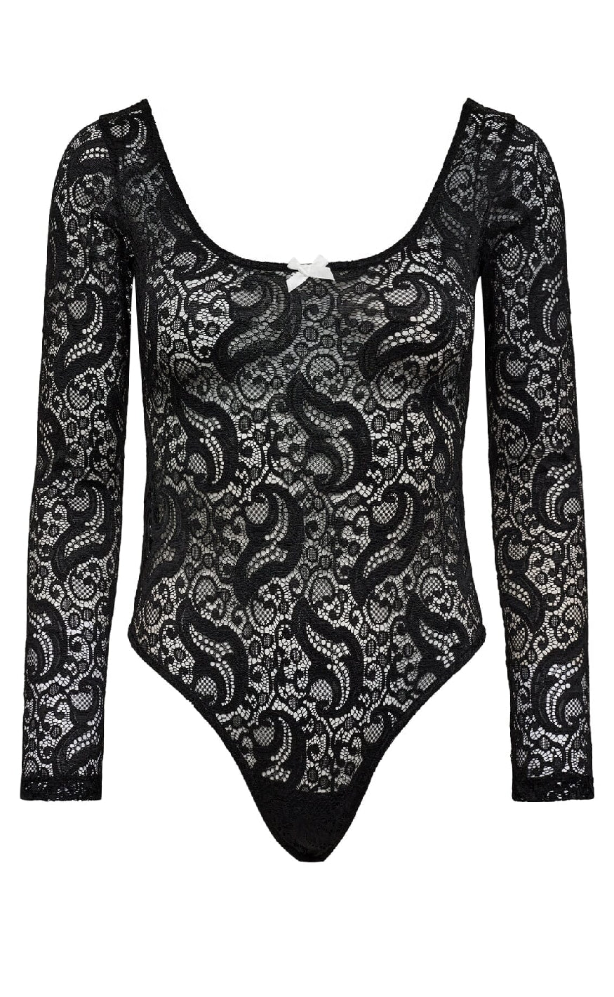 Haute L'Amitié Bodystocking - Summer Lace LS  - Black