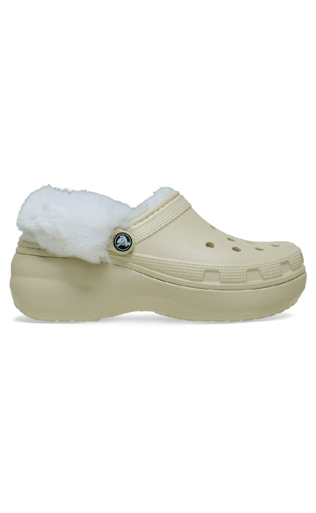 Crocs Træsko - Classic Platform Fuzz Lined - Bone
