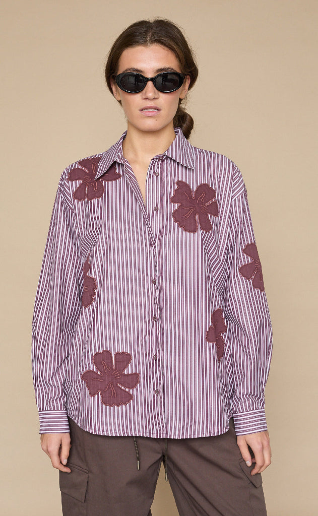 Love & Divine Skjorte - Love1426-3 - Bordeaux Flower