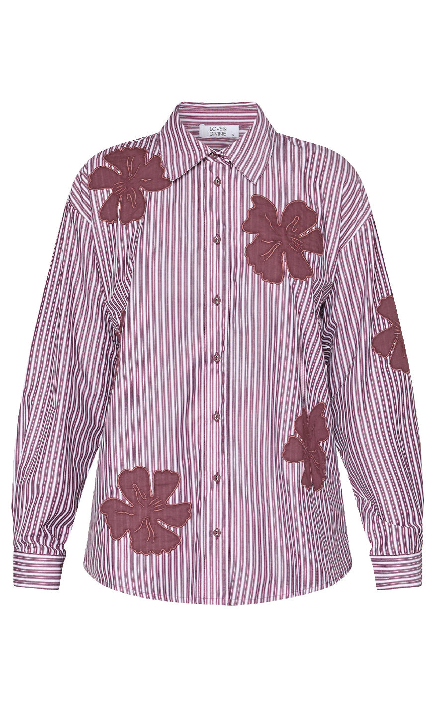 Love & Divine Skjorte - Love1426-3 - Bordeaux Flower