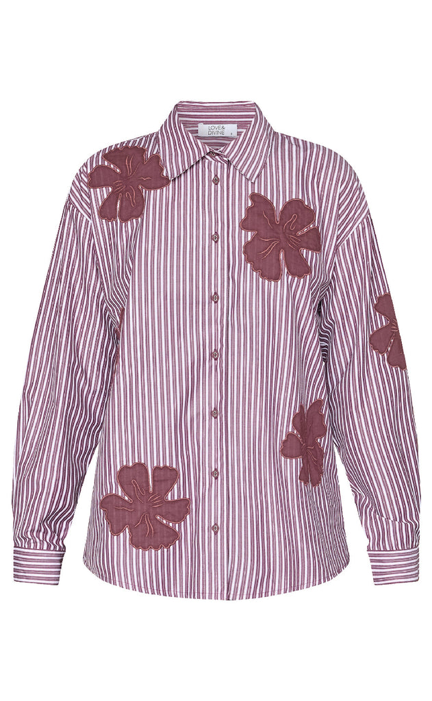 Love & Divine Skjorte - Love1426-3 - Bordeaux Flower