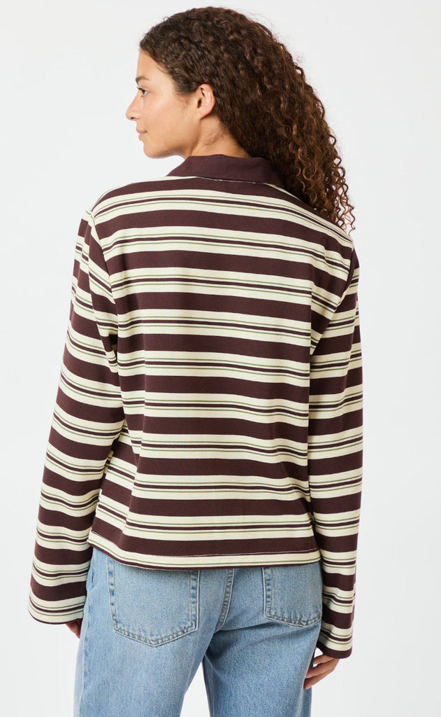 Neo Noir Bluse - Mala Stripe Polo - Brown