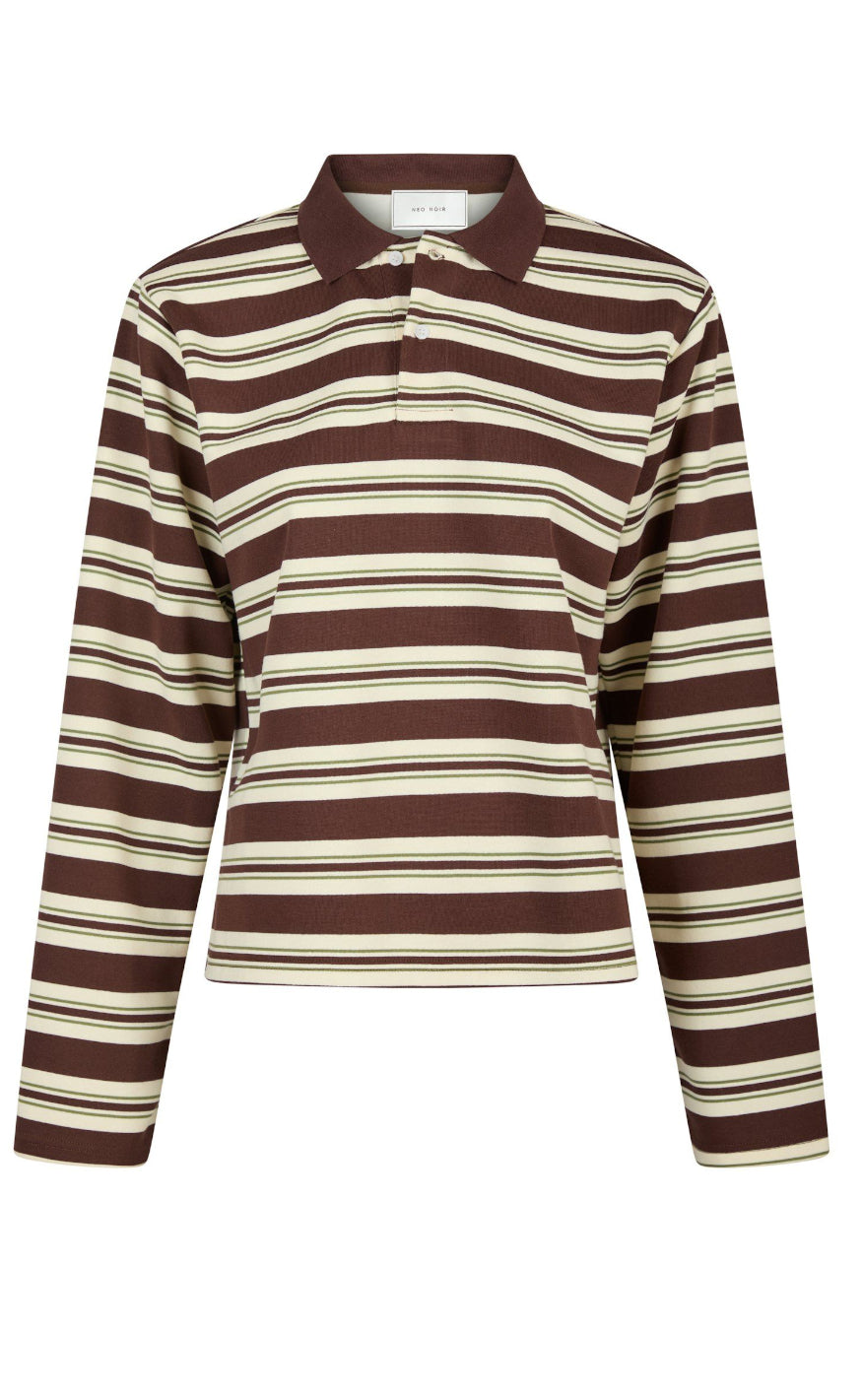 Neo Noir Bluse - Mala Stripe Polo - Brown