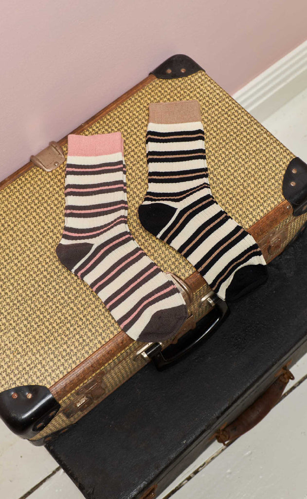 Black Colour Strømper - Brenda - Soft Pink/Brown