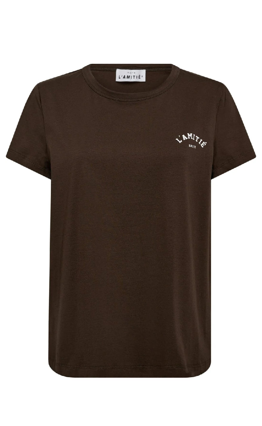 Haute L'Amitié T-Shirt - Mini Curve Logo  -  Mocca