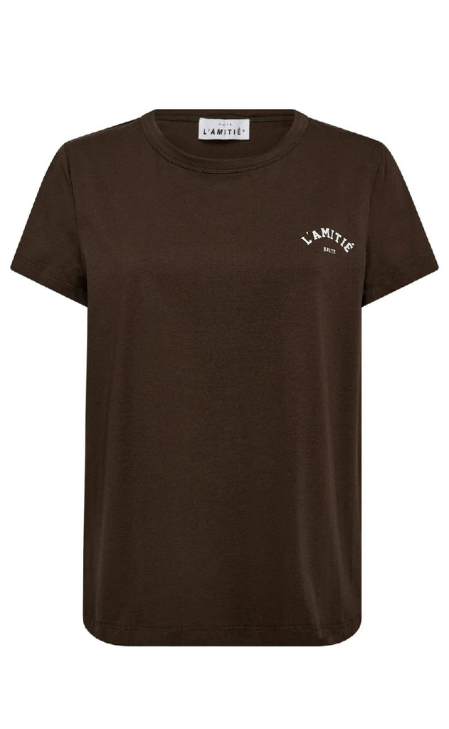 Haute L'Amitié T-Shirt - Mini Curve Logo  -  Mocca