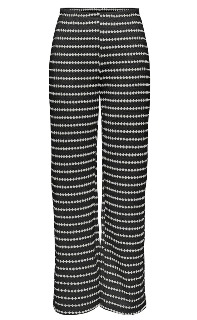 ONLY Bukser - Eva Stripe - Black/Cloud Dancer