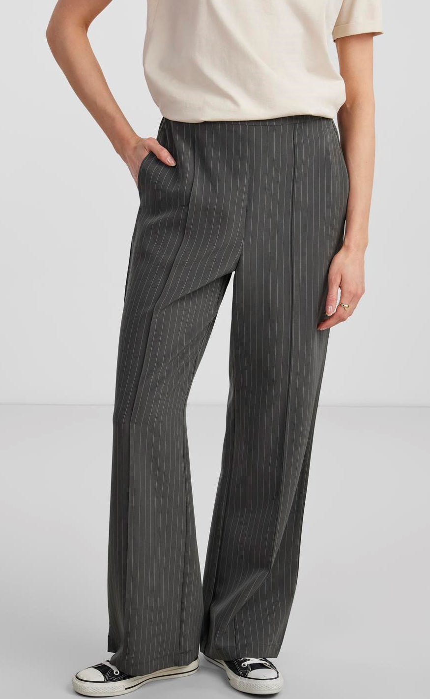 Pieces Bukser - Bossy - Magnet/Pinstripe