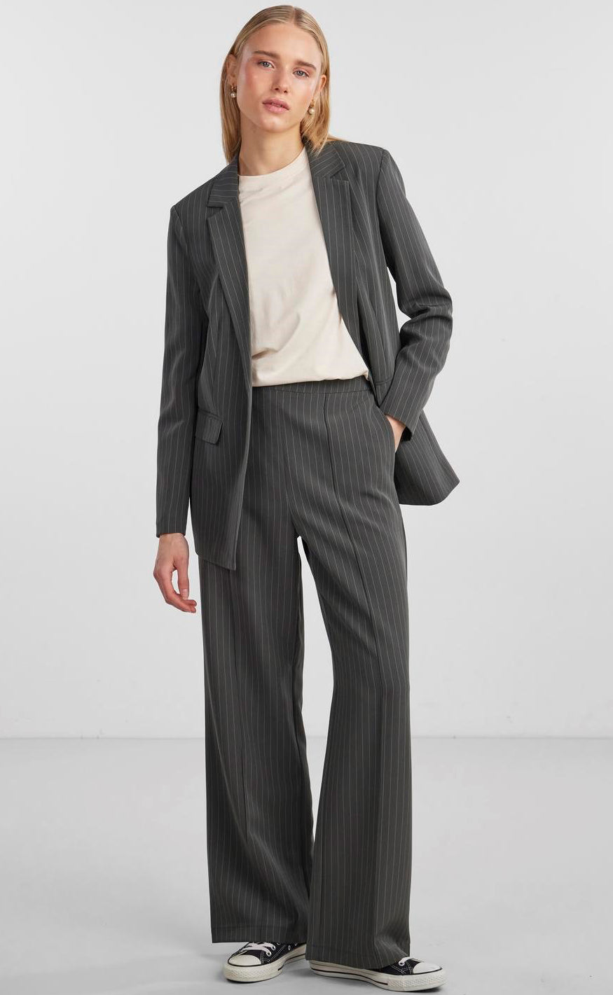 Pieces Bukser - Bossy - Magnet/Pinstripe
